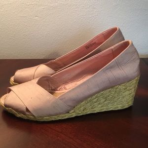 Ralph Lauren Pink Cecilia Linen Espadrille Wedges
